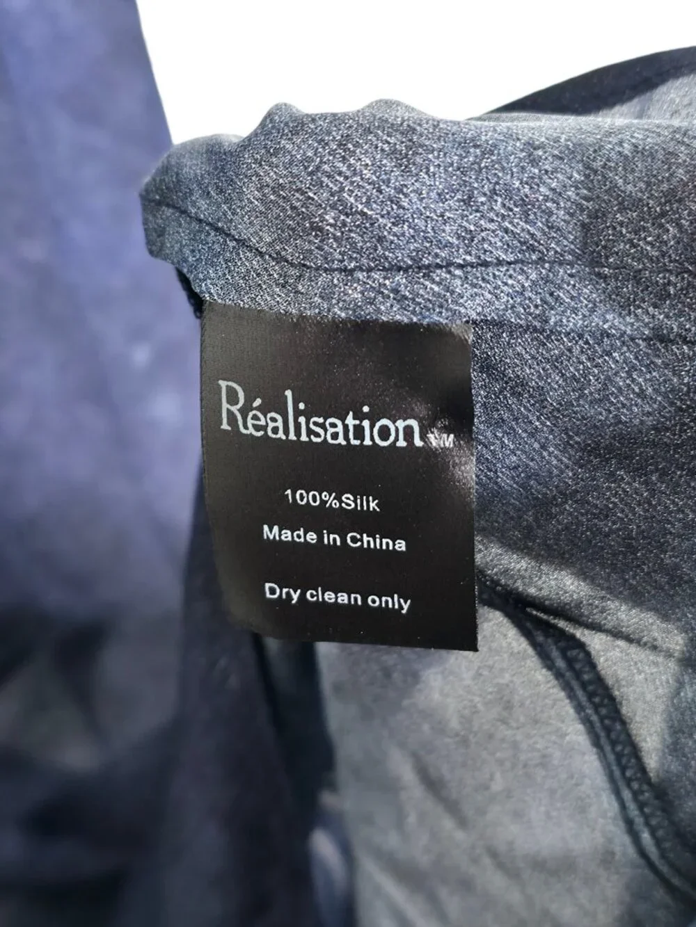 Realisation Par The Odilia Dress Dark Denim Blue Long Sleeve Silk Maxi Size XS
